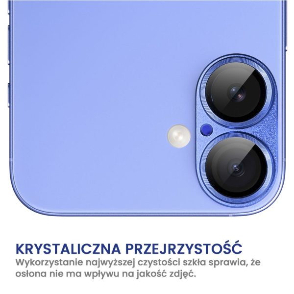 iphone 16 plus gładka metalowa osłona na cały aparat, wbudowane szkła 9h, różowa (kopia)