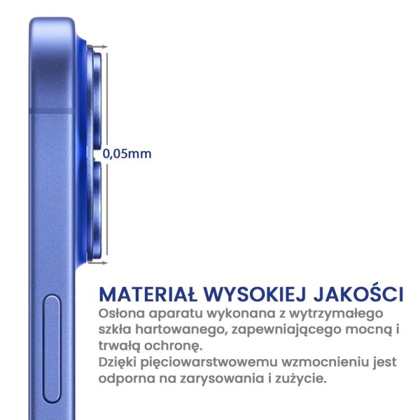 iphone 16 plus gładka metalowa osłona na cały aparat, wbudowane szkła 9h, różowa (kopia)