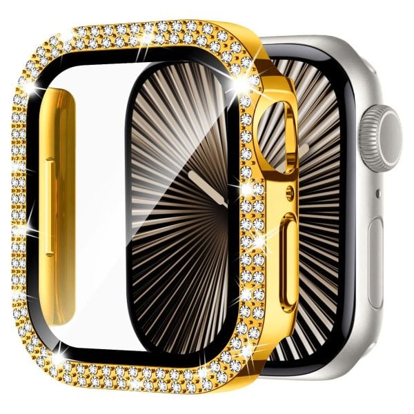 etui do apple watch se 40mm, brokatowa osłona, złote