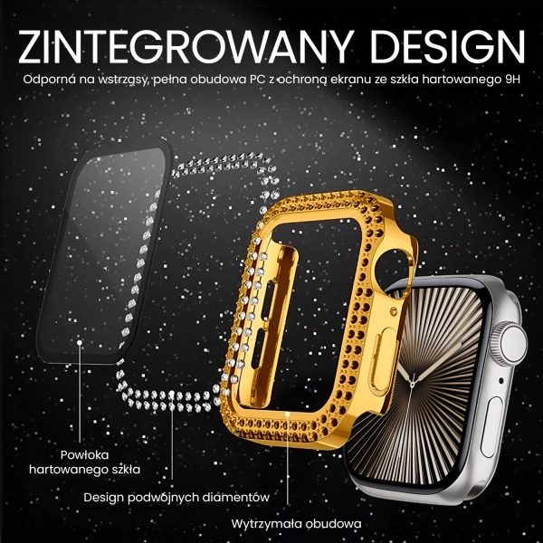 etui do apple watch se 40mm, brokatowa osłona, złote