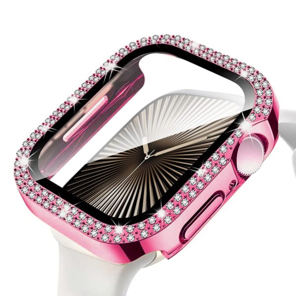 etui do apple watch series 3 42mm, z brokatową osłoną, różowe złoto