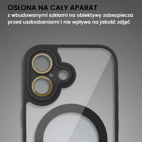 etui do iphone 16 magsafe hybrid color cienkie z kolorową ramką i ochroną aparatu, antyczna biel