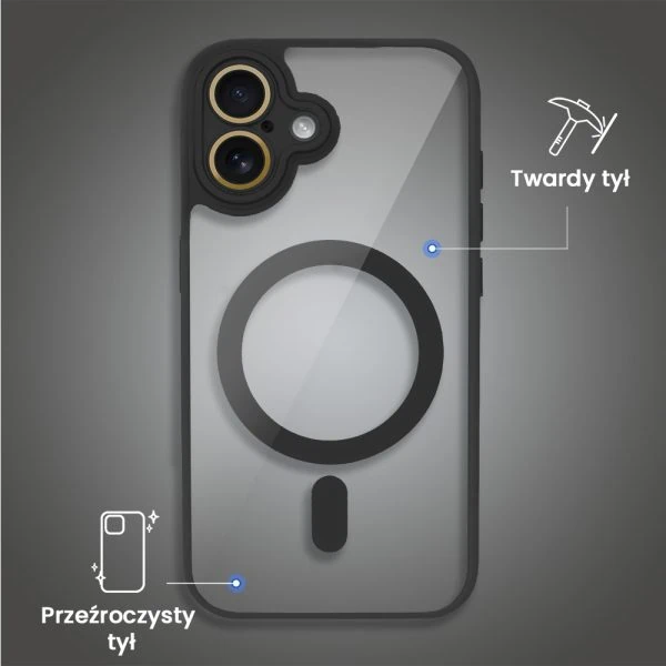 etui do iphone 16 magsafe hybrid color cienkie z kolorową ramką i ochroną aparatu, antyczna biel
