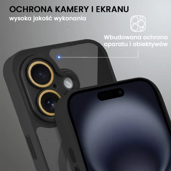 etui do iphone 16 magsafe hybrid color cienkie z kolorową ramką i ochroną aparatu, antyczna biel
