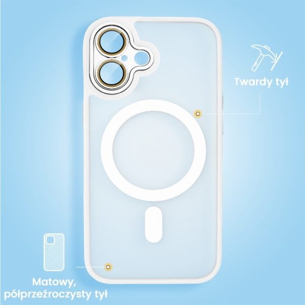 etui do iphone 16 plus color flush z magsafe, z osłoną aparatu, białe