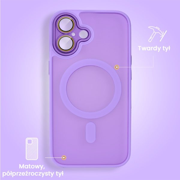 etui do iphone 16 color flush z magsafe, z osłoną aparatu, fioletowe