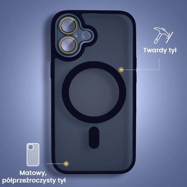 etui do iphone 16 color flush z magsafe, z osłoną aparatu, granatowe