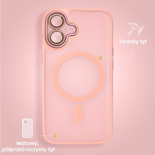 etui do iphone 16 color flush z magsafe, z osłoną aparatu, różowe