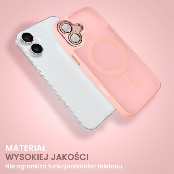 etui do iphone 16 color flush z magsafe, z osłoną aparatu, różowe
