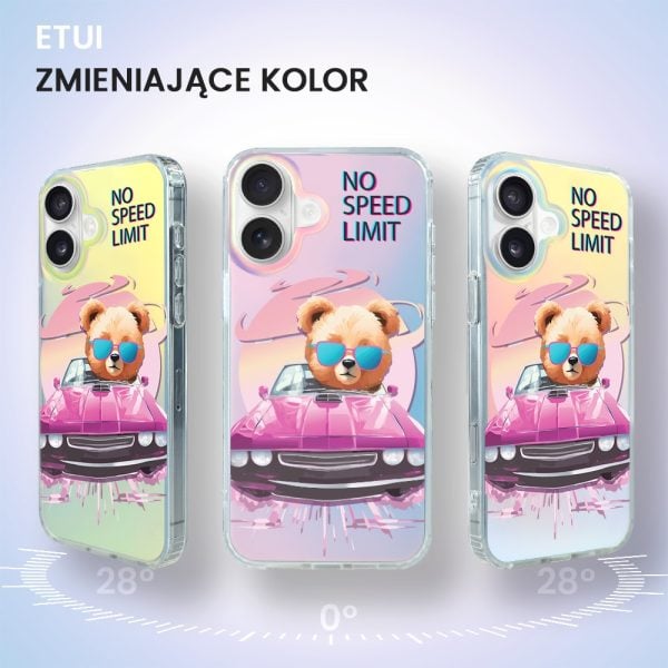 etui do iphone 16 magsafe calibear, pink car, zmieniające kolor