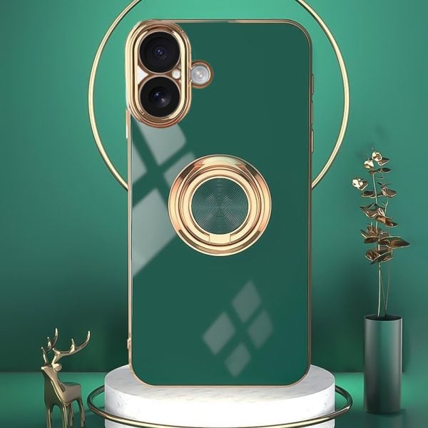 etui do iphone 16 plus eleganckie, ze złotym, metalowym uchwytem i zdobieniami, złoty róż (kopia)
