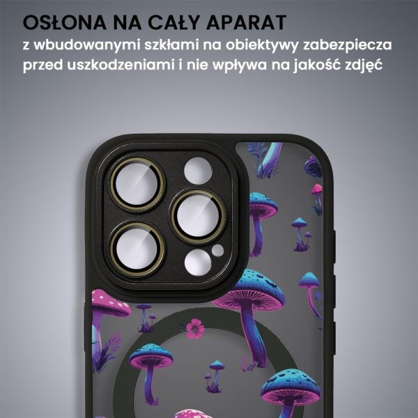 etui do iphone 15 pro max color flush z magsafe, z osłoną aparatu, z nadrukiem magiczne grzybki, granatowe (kopia)