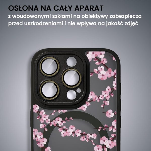 etui do iphone 16 pro max color flush z magsafe, z osłoną aparatu, z nadrukiem czarny kwiat, czarne (kopia)