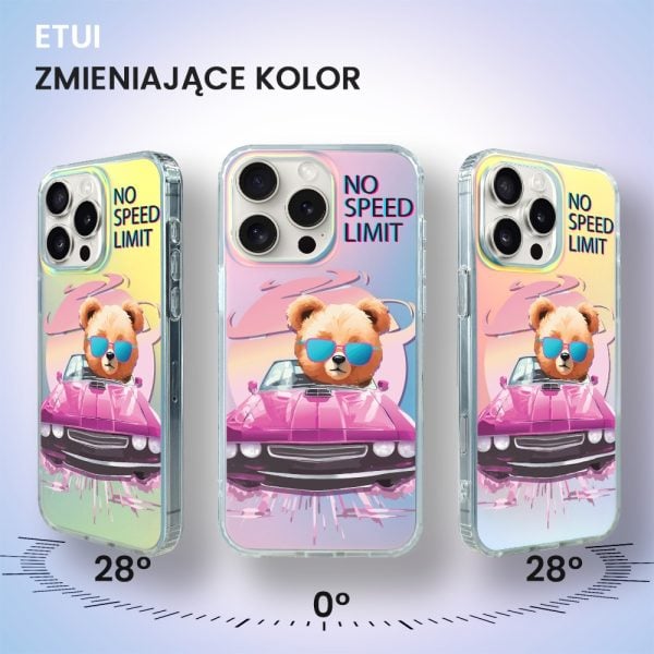 etui do iphone 16 pro max magsafe calibear, pink car, zmieniające kolor
