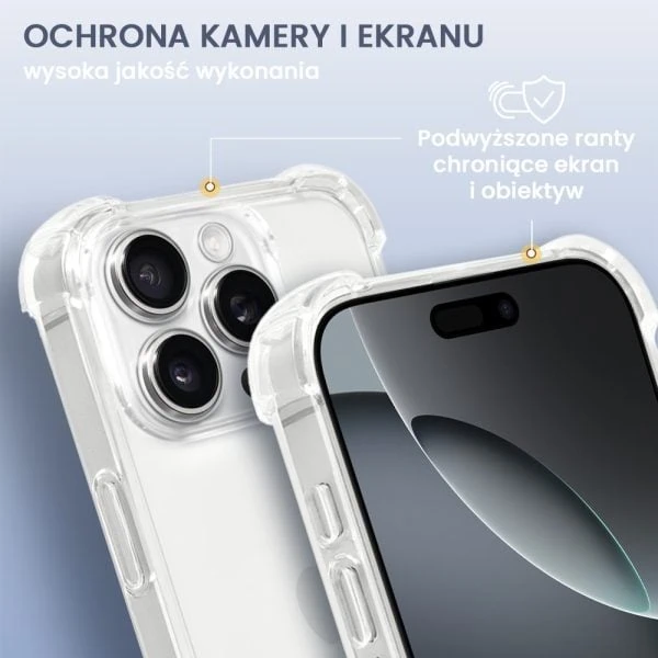 etui do iphone 16 pro pancerne anti shock ze wzmocnionymi krawędziami, przeźroczyste