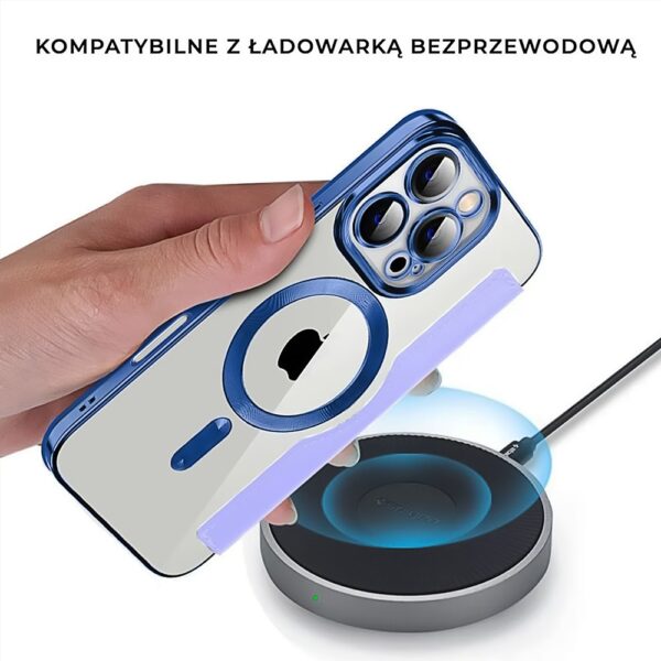 etui do iphone 16 pro typu książka book magsafe lens protect, z klapką, błękitne