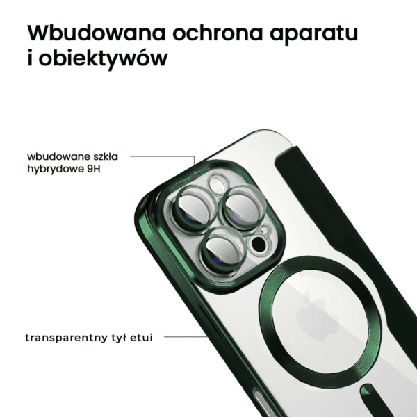 etui do iphone 16 pro typu książka book magsafe lens protect, z klapką, zielone