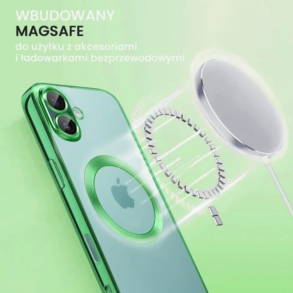 etui do iphone 16 slim protect full cover magsafe hard back, twardy tył, przeźroczyste, różowe (kopia)