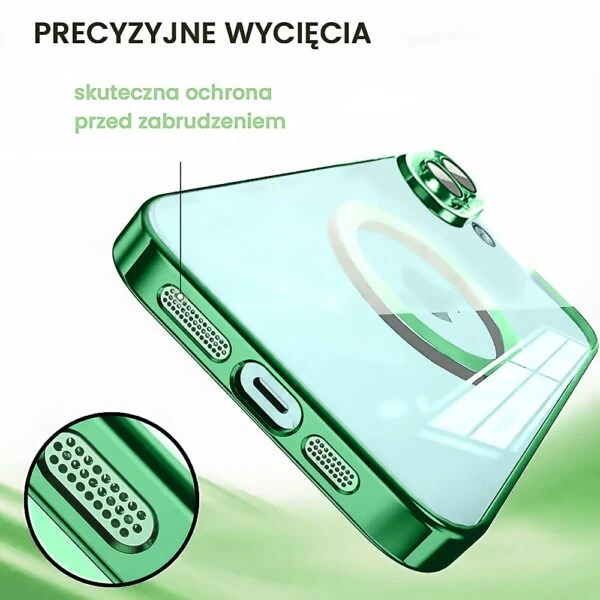 etui do iphone 16 slim protect full cover magsafe hard back, twardy tył, przeźroczyste, różowe (kopia)