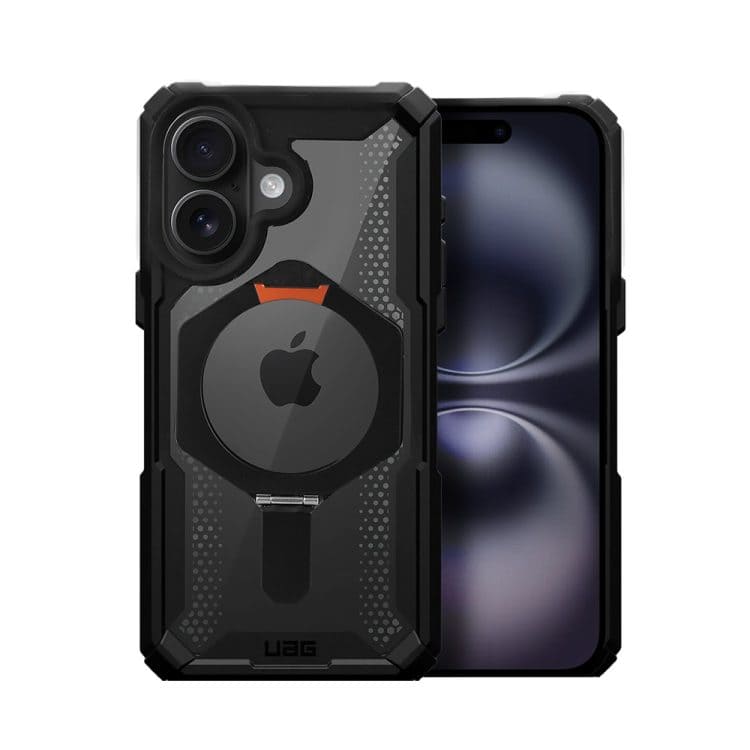 etui do iphone 16 uag magsafe shield wzmocnione z podstawką, czarne