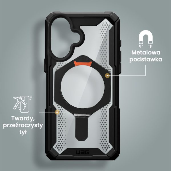etui do iphone 16 uag magsafe shield wzmocnione z podstawką, czarne