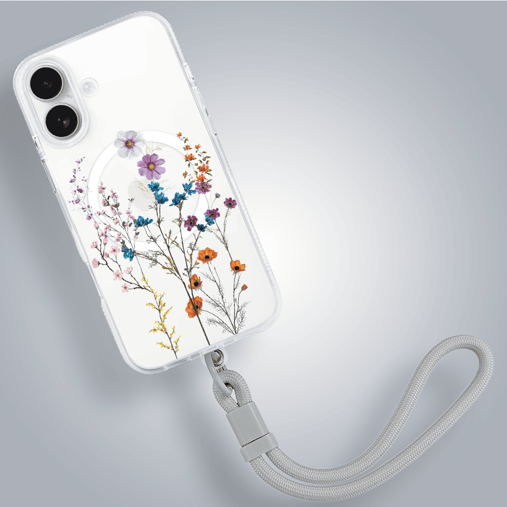 Etui do iPhone 16 z MagSafe, kwiaty różnokolorowe, przeźroczyste (4)