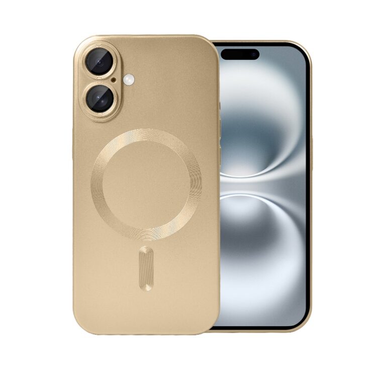 Złoty smartfon z podwójnym aparatem.