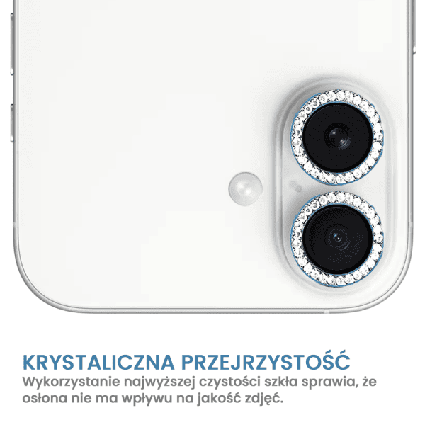 luksusowa diamentowa osłona obiektywów, szkło na aparat iphone 16, niebieska