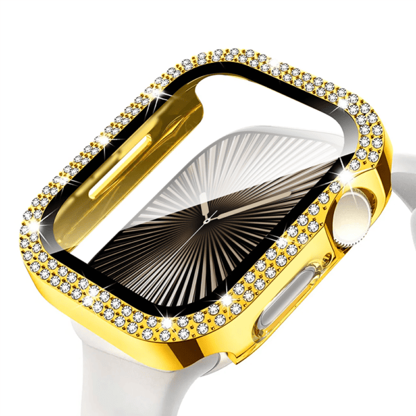 Złoty smartwatch z brylantami