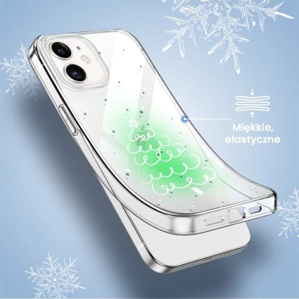 iPhone w przezroczystym etui ochronnym.