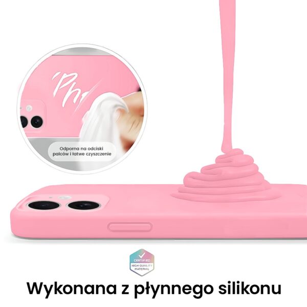Różowe etui na telefon z płynnego silikonu.