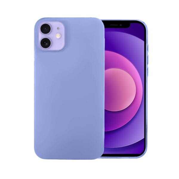Smartfon z fioletowym tłem i etui.