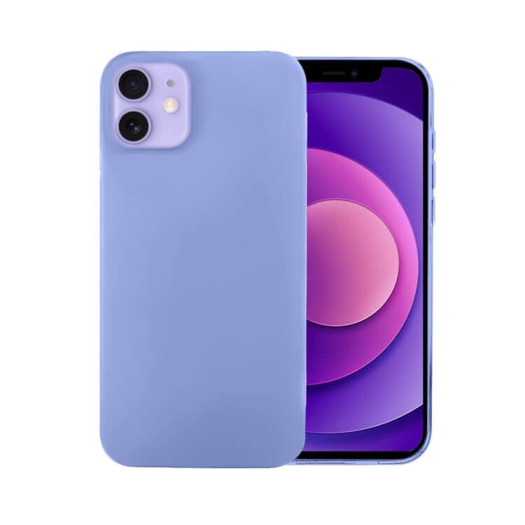 Smartfon z fioletowym tłem i etui.