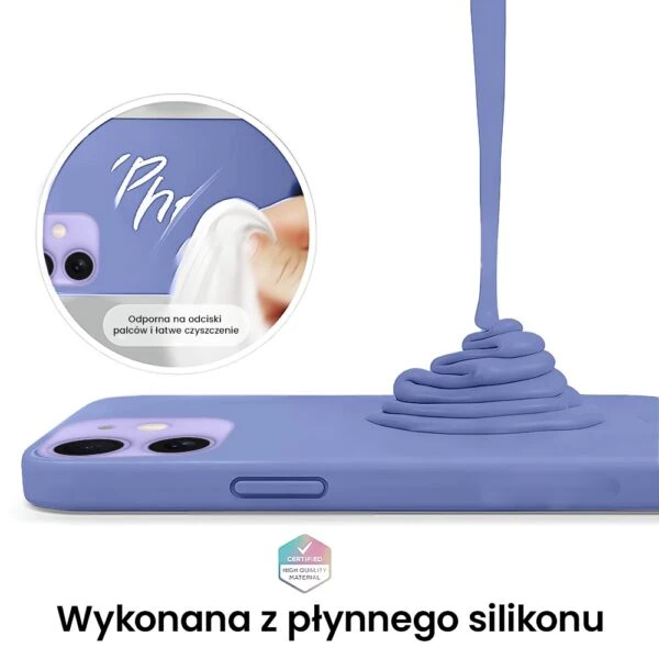 Niebieskie etui na telefon z płynnego silikonu.