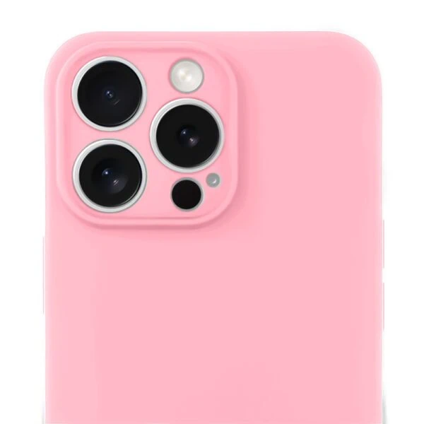 Różowy smartfon z potrójnym aparatem.