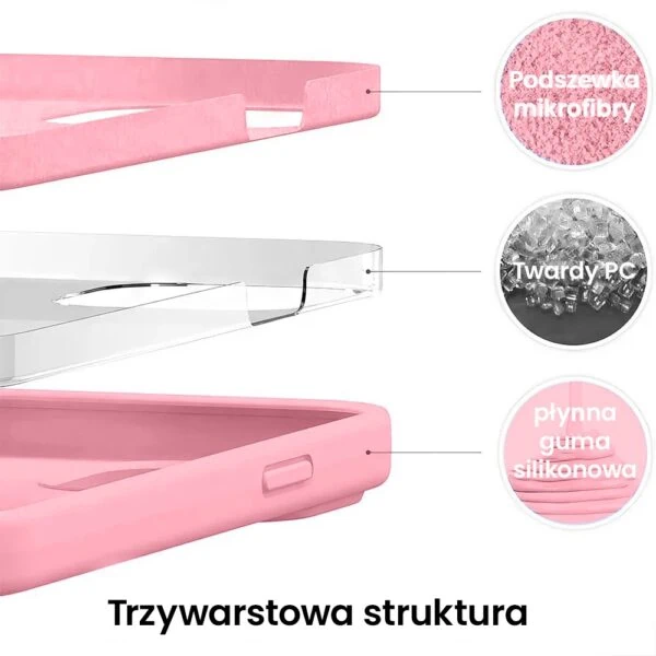Etui na telefon, różowe, trzywarstwowa ochrona.