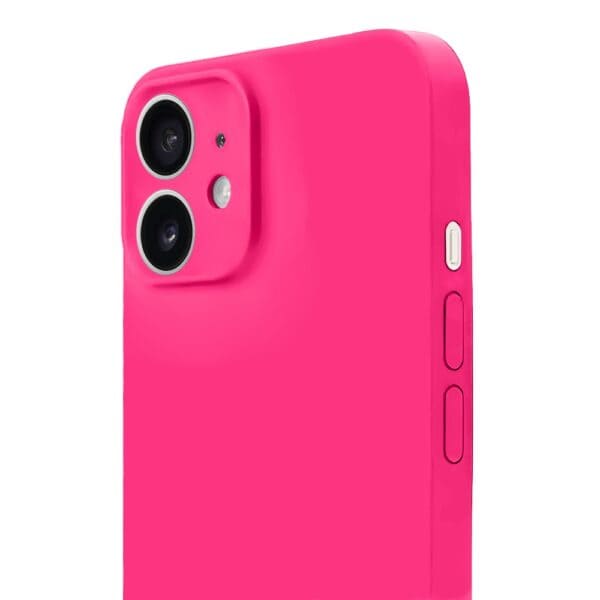 Różowe etui na smartfon z podwójnym aparatem.
