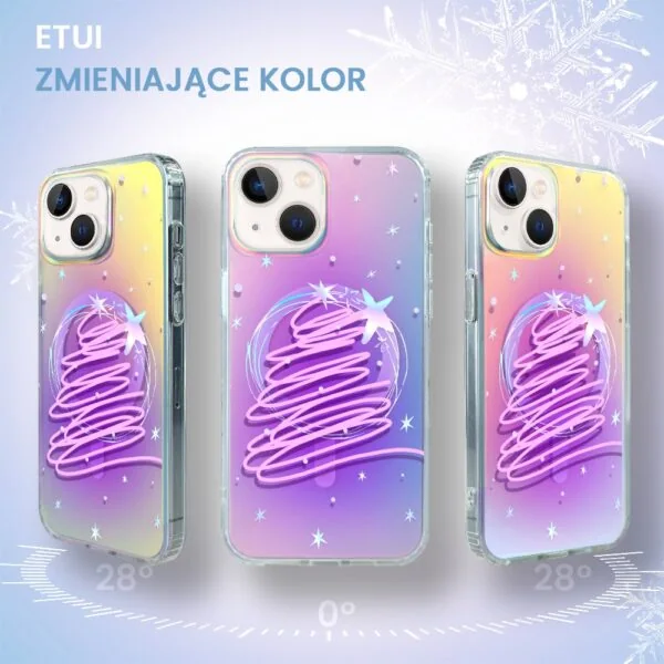 Etui na telefon, kolorowe, termowrażliwe, z gwiazdkami.