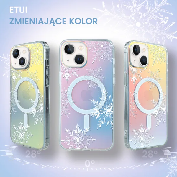 Kolorowe etui termiczne na smartfony z motywem zimowym.