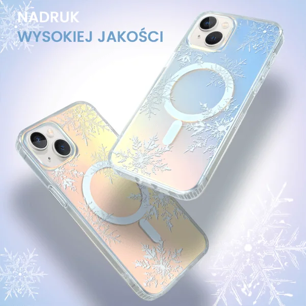 Pokrowce na iPhone z wzorem płatków śniegu.