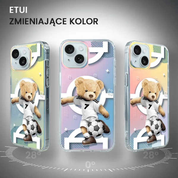Etui na telefon z wizerunkiem piłkarskiego misia.
