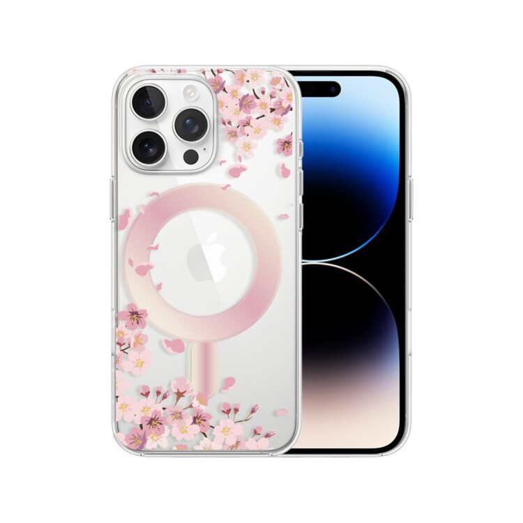 Etui do iPhone 14 Pro Max, Flower MagSafe, kwiat wiśni, przeźroczyste (1)