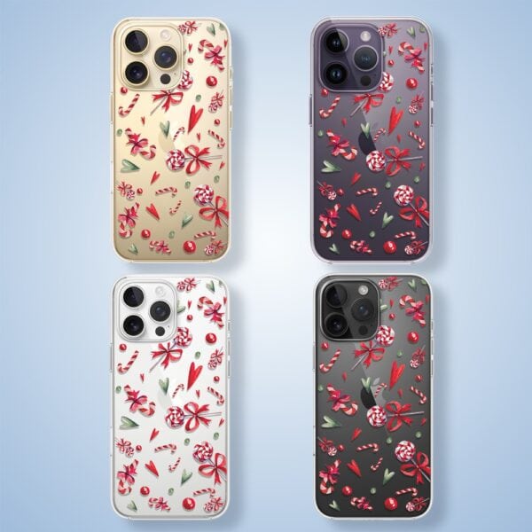 Etui do iPhone 14 Pro Max, cukierki świąteczne (2) Etui na telefon z bożonarodzeniowym wzorem.