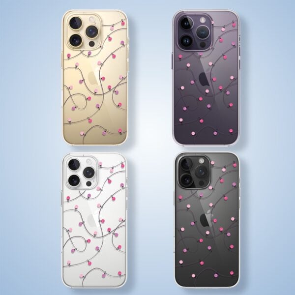 Etui do iPhone 14 Pro Max przeźroczyste, światełka świąteczne (5) Komórki z ozdobnymi etui z wzorem światełek.