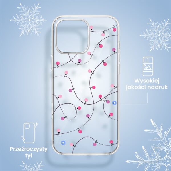 Etui do iPhone 14 Pro Max przeźroczyste, światełka świąteczne (6) Etui na telefon z wzorem światełek.
