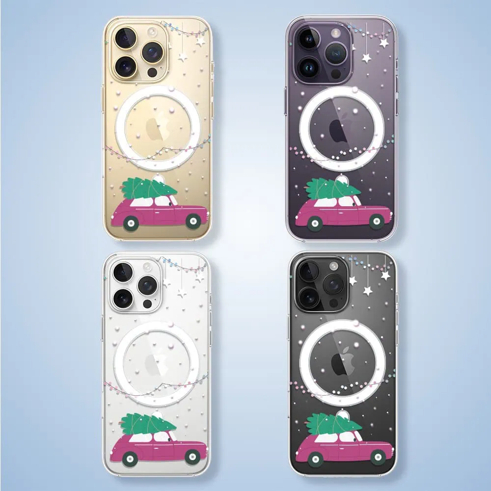 Etui na iPhone, świąteczny samochód, 4 wzory.