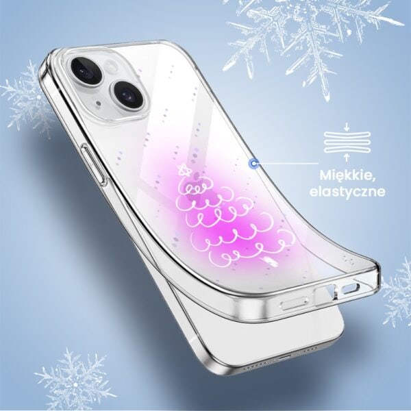 Przezroczyste etui na telefon z choinką, elastyczne.