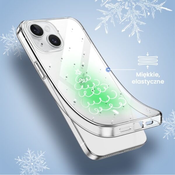 Etui na telefon z wzorem świątecznym i płatkami śniegu.