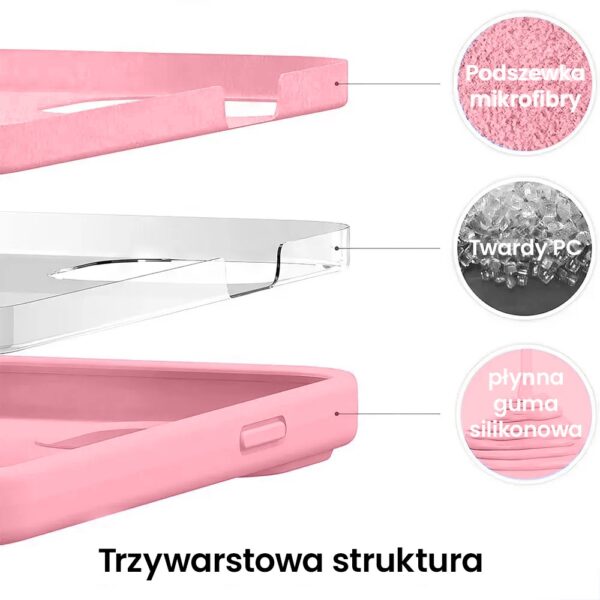 Różowy etui na telefon, trójwarstwowa ochrona.