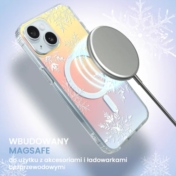 Etui na telefon z MagSafe i wzorem śnieżynki.